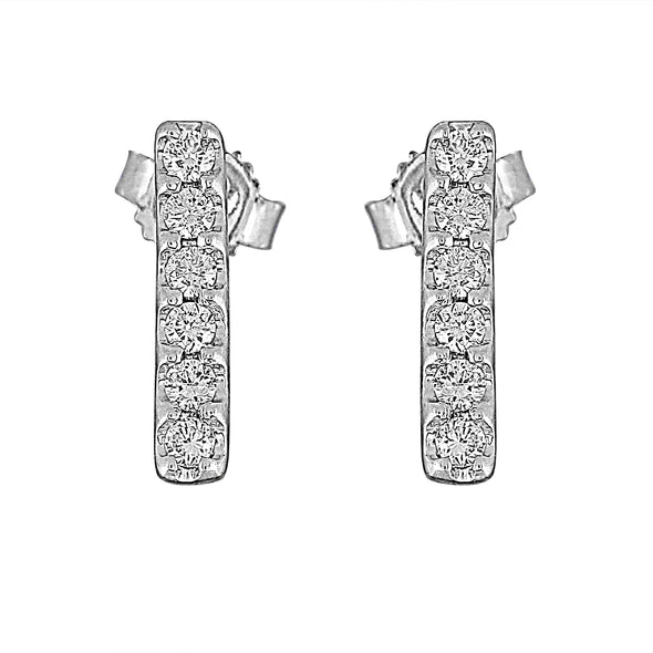 Flash Small Bar Lab-Grown Diamond Stud Earrings - Sterling Silver