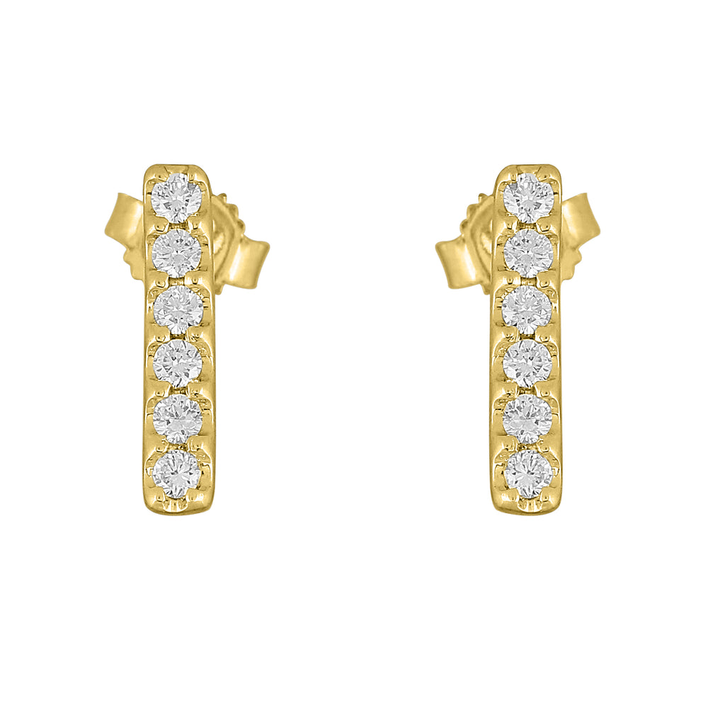 Flash Small Bar Lab-Grown Diamond Stud Earrings - 14k Gold