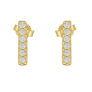 Flash Small Bar Lab-Grown Diamond Stud Earrings - 14k Gold Over Sterling Silver