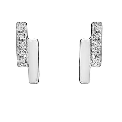 Flash Double Bar Lab-Grown Diamond Stud Earrings - Sterling Silver