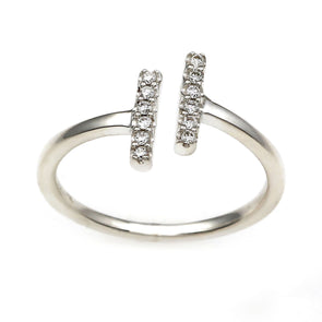 Flash Double Bar Lab-Grown Diamond Ring - Sterling Silver