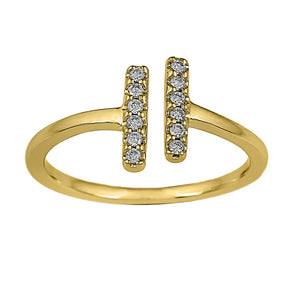 Flash Double Bar Lab-Grown Diamond Ring - 14k Gold Over Sterling Silver